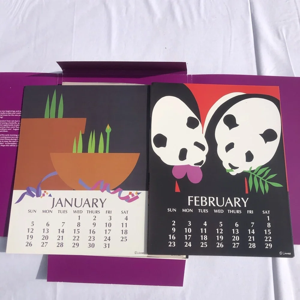 LINNEA POSTER CALENDAR for year 1992 - Can Be Reused 2048 Complete Leap Year